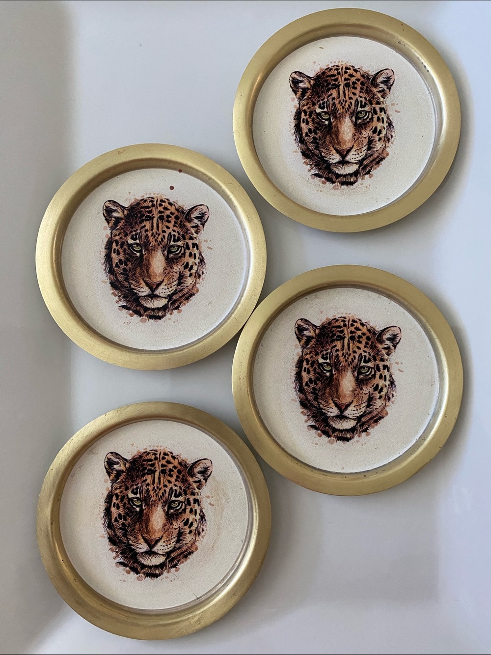 Leopard Head Decorative Coasters - Set of 4